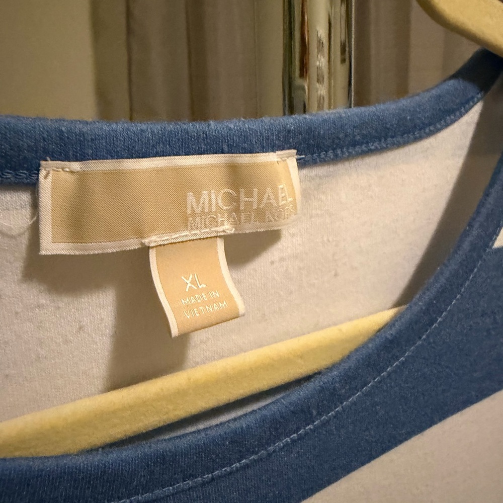 Striped Blue & White Short Sleeve Casual Dress - Picture 5 of 6